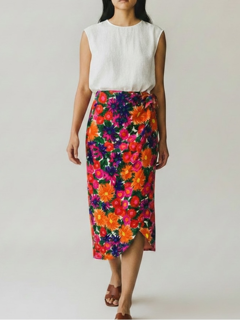 Vintage 60’s Jantzen Bright Floral Wrap Skirt | Size M
